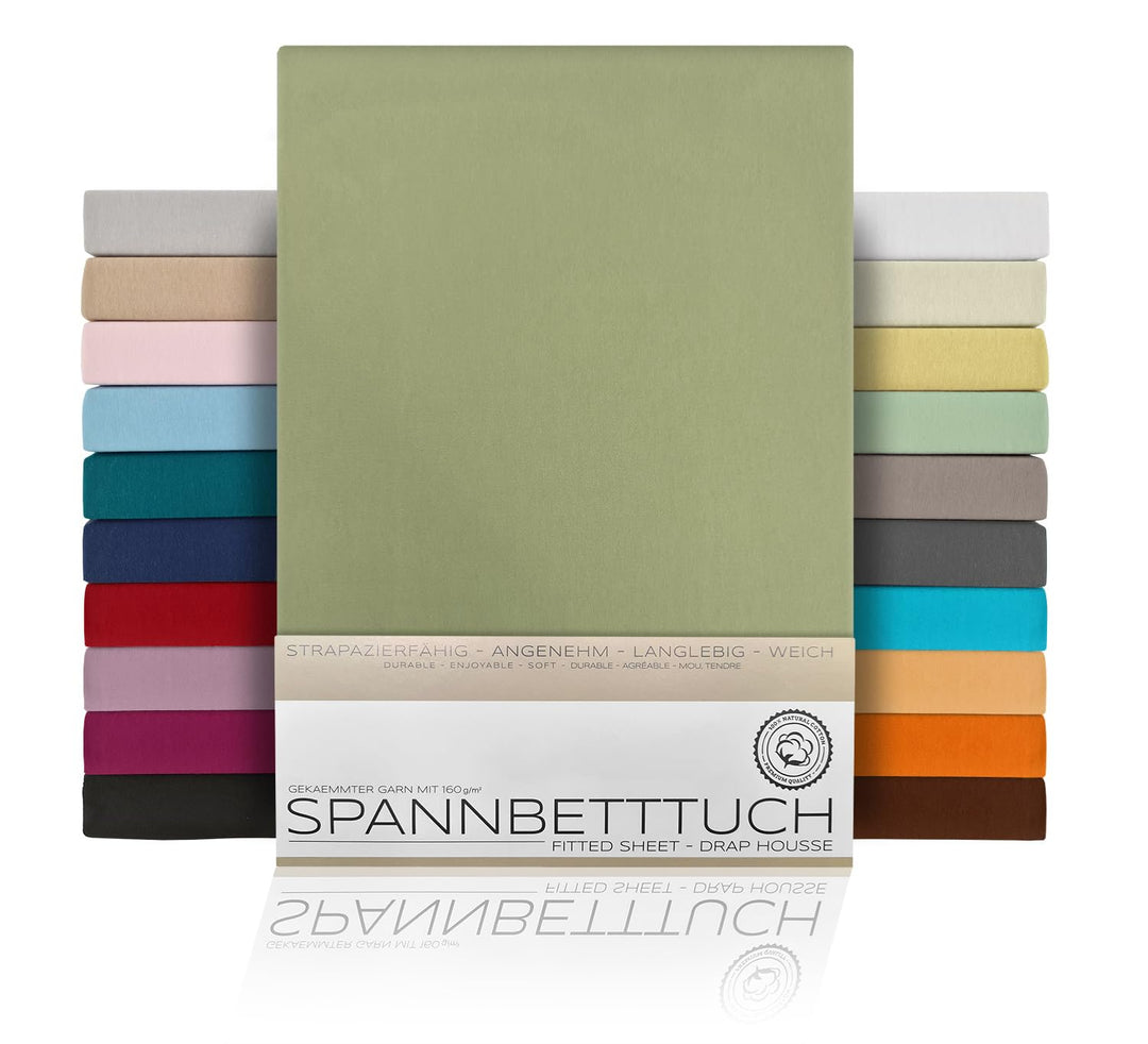 BEAUTEX Spannbetttuch Bettlaken aus Baumwolle, Premium Jersey Stoff 160g/m², Grösse und Farbe wählba