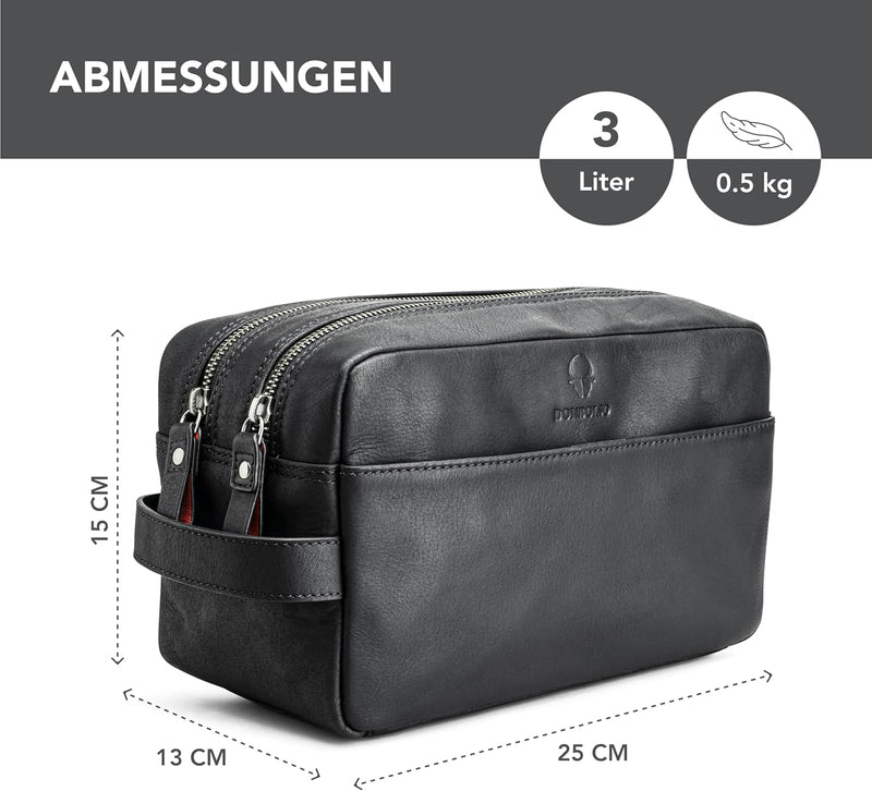 DONBOLSO Kulturbeutel Stockholm - Damen und Herren Kulturtasche aus Leder - Premium Kosmetiktasche f