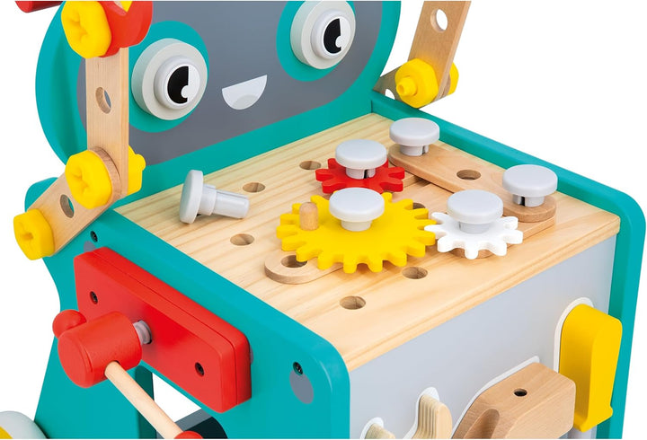 Janod - Mein erstes Konstruktionsspiel - Roboterwagen - Bastel- & Rollenspiel - 38 Zubehörteile - Fö