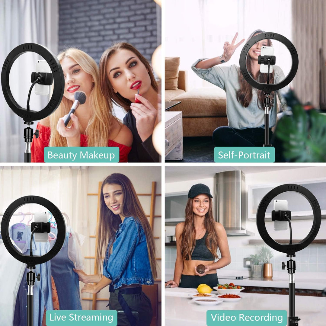 LED Ringlicht mit Stativ, 10 zoll / 25.4 CM Ringleuchte mit Stativ für handy Fernbedienung USB-betri