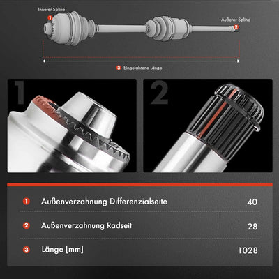 Frankberg Antriebswelle Vorderachse Rechts Kompatibel mit XC60 156 2.4 D/D3/D4 AWD 2008-2017 XC60 15