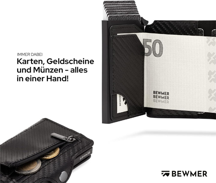 BEWMER 1 Geschütztes Kartenetui | Slim Wallet für Männer und Frauen | Kartenhalter mit RFID-Schutz u