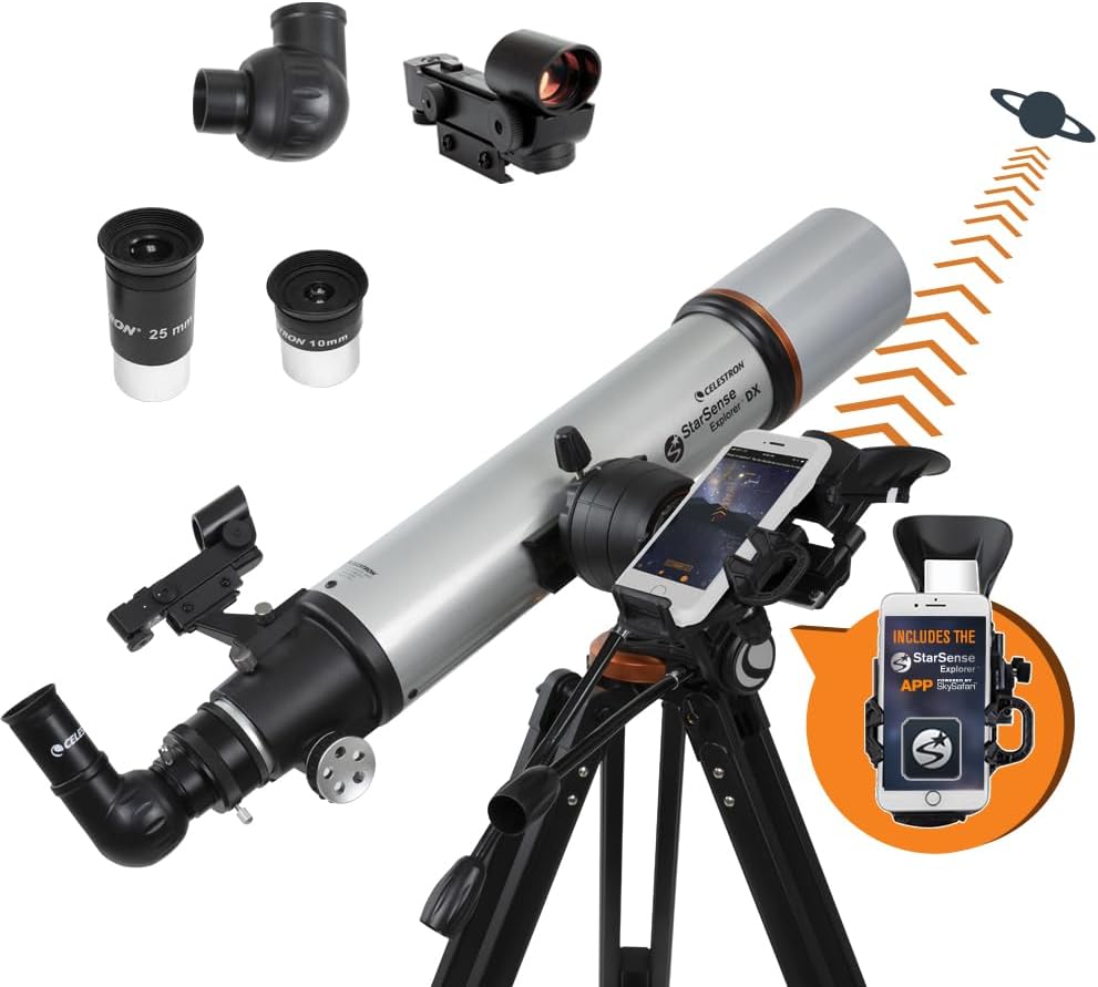 Celestron 22460 StarSense Explorer DX 102AZ Smartphone App-fähiges Refraktor-Teleskop, kompatibel mi