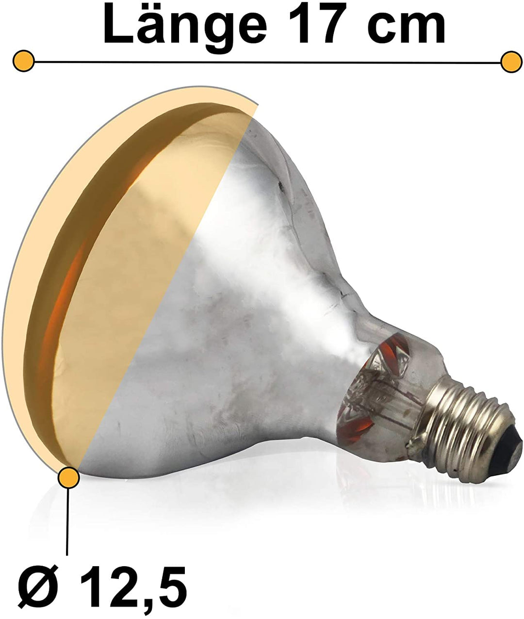 XXL Wärmestrahler 30 ⌀ Durchmesser mit Sparschalter | 5 meter Kabel mit Infrarotlampe | Set 150 W Ro