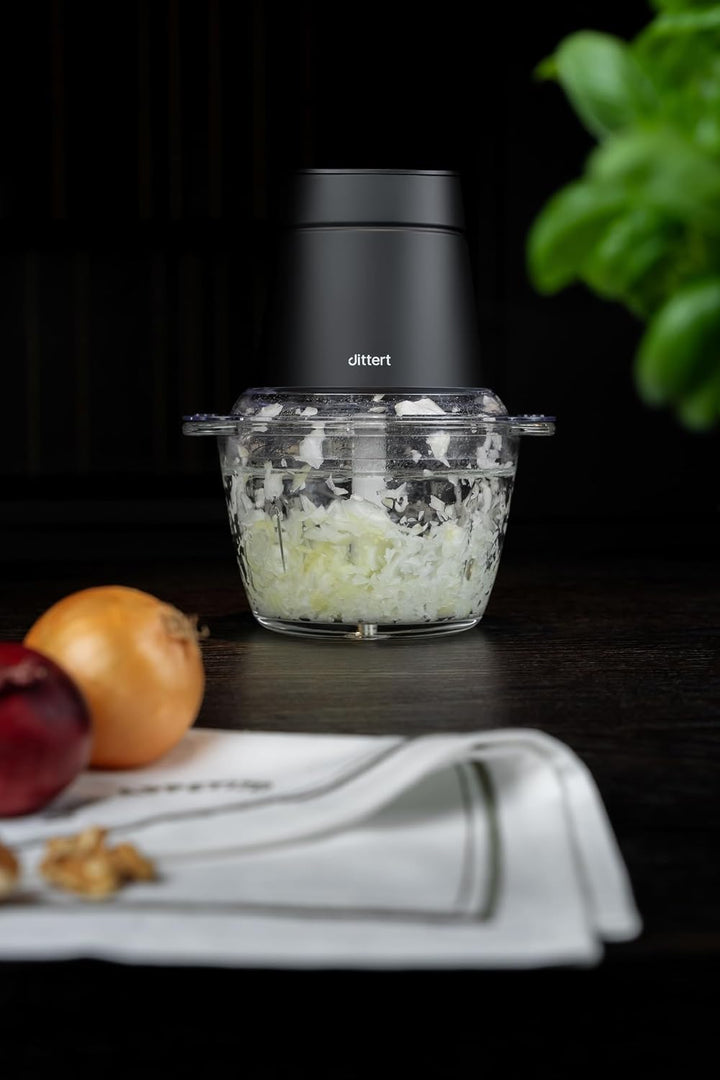 Multi Zerkleinerer 500W – 1L Glasbehälter, 4-fach Edelstahlklinge, 2 Stufen, spülmaschinengeeignet,