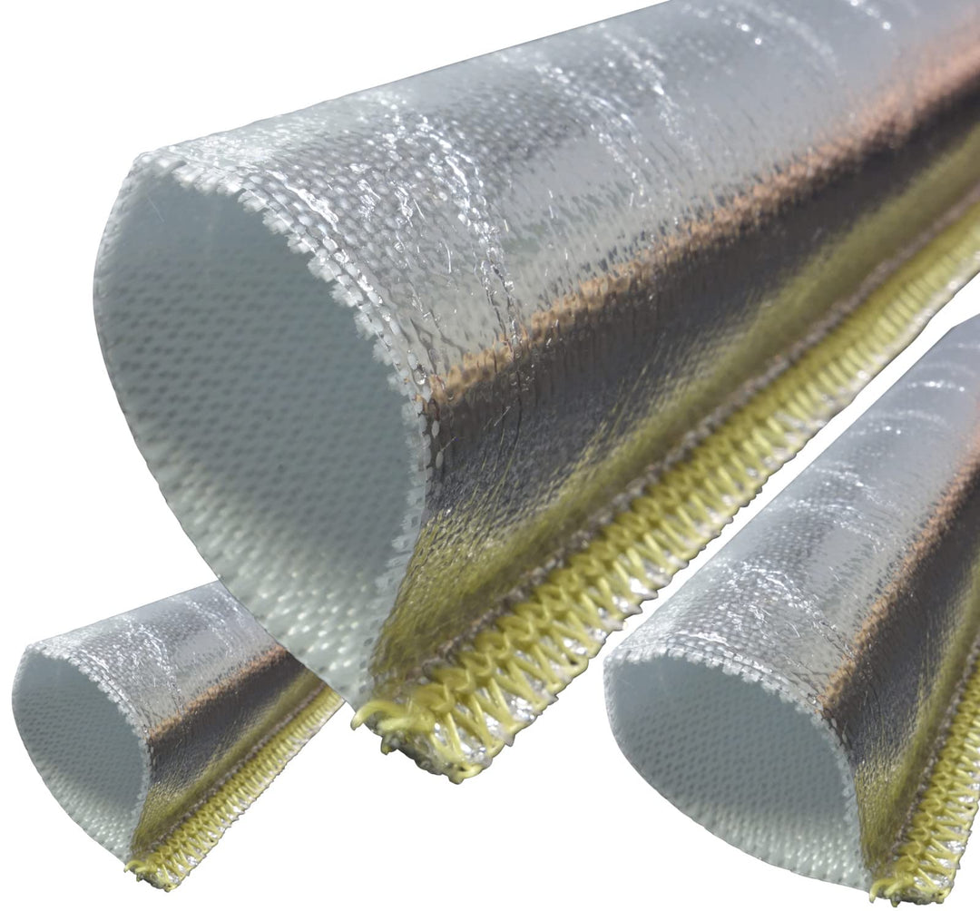 1m Alu-Titan Hitzeschutzschlauch ID-Ø 40mm gekettelt | VIELE LÄNGEN &amp; GRÖSSEN 10-100mm | UV-stabil |