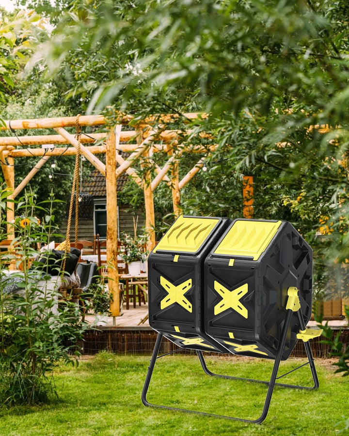 SQUEEZE master Tumbling Komposter Bin, Doppelkammer kompost Tumbler mit Easy-Turn, schnell arbeitend