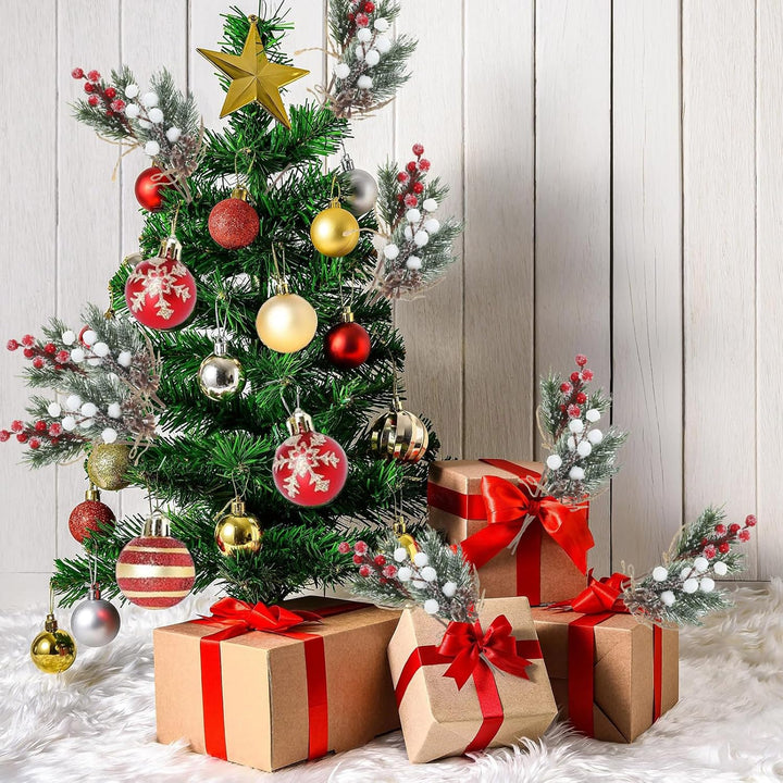 12 Stück Künstliche Weihnachtsbeeren Tannenzweige Weihnachten Beeren Stiele Weihnachtsbeeren Stiele