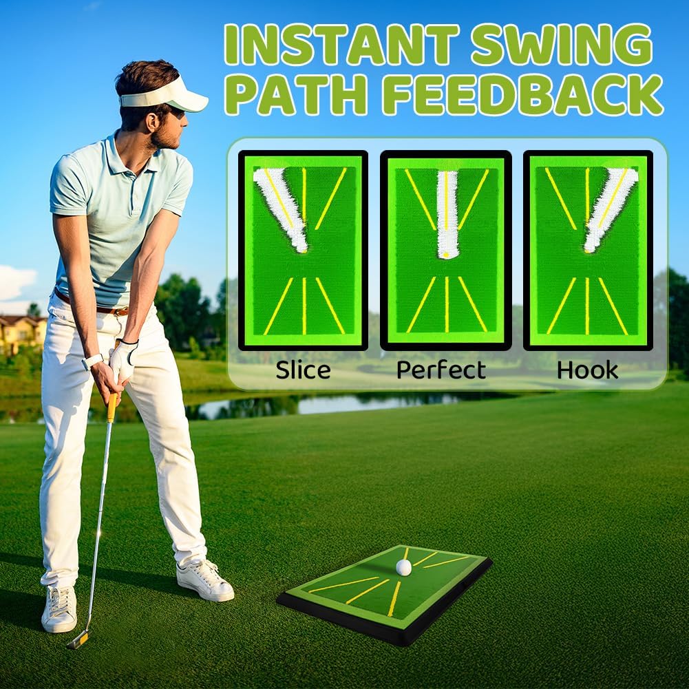 Flintronic 2 Teilig Golfmatte, Austauschbar Übungsmatte mit Rutschfester Gummiunterlage für Schwungb