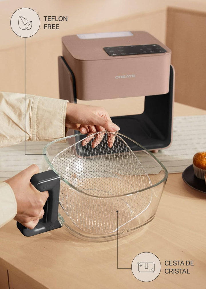 CREATE/AIR FRYER MIST/Ölfreie Heissluftfritteuse 4.2 L mit Wasserdampfgarer Mokka/Fassungsvermögen 5