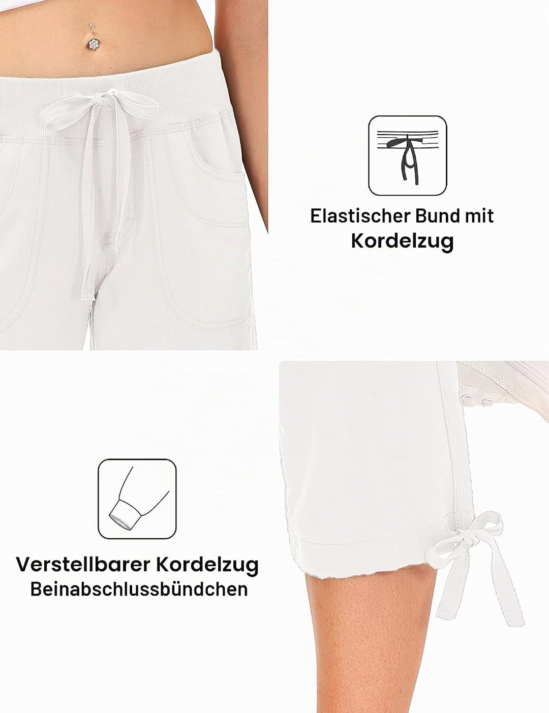 JINSHI Hosen Damen Sommer Cargohose 3/4 Lange Hosen Caprihose Freizeithose Outdoorhose Wanderhose mi