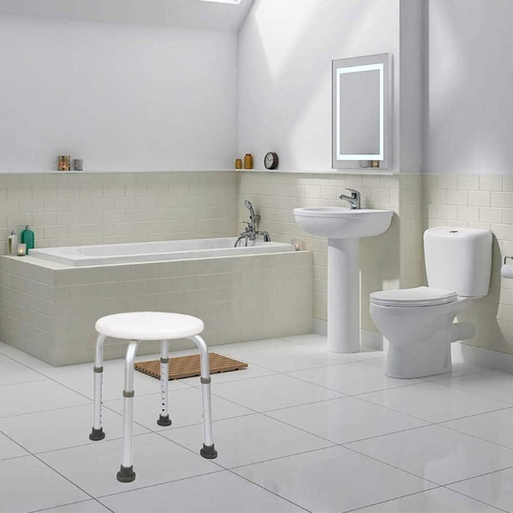 meihe Duschhocker 360° drehbar + Badewannengriff mit Saugnäpfen für Dusche und Badewanne (32 x 32 x