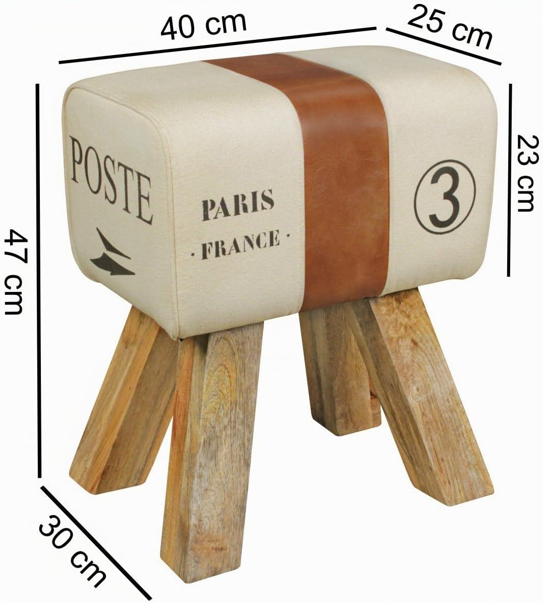 FineBuy Design Turnbock Sitzhocker 40 x 30 x 47 cm, Turnhocker Hocker Beistellhocker Fusshocker Brau