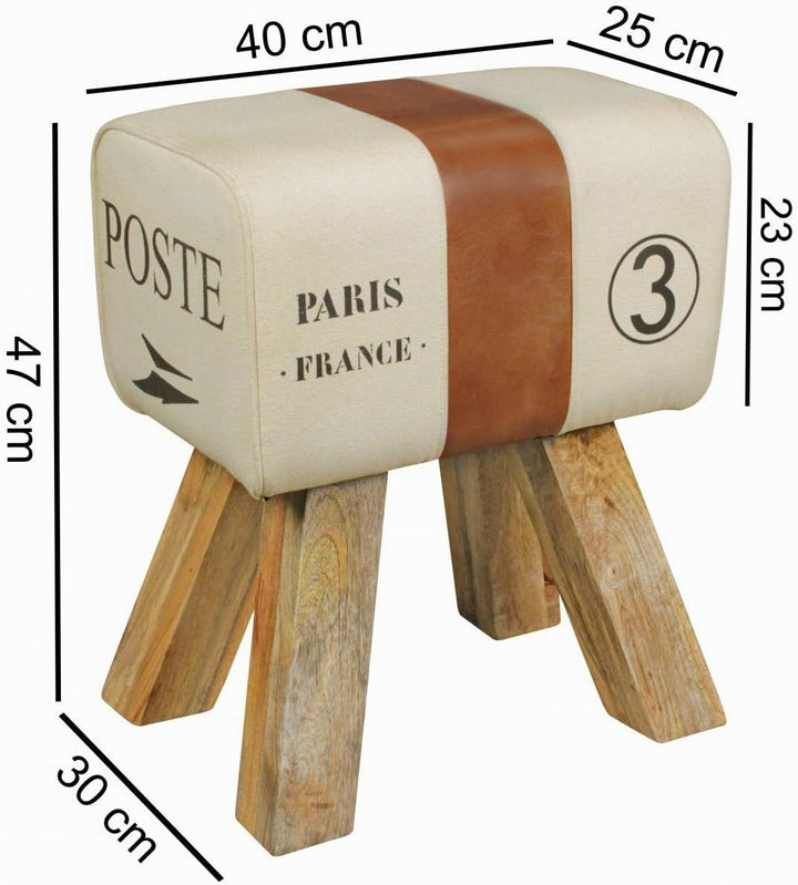 FineBuy Design Turnbock Sitzhocker 40 x 30 x 47 cm, Turnhocker Hocker Beistellhocker Fusshocker Brau