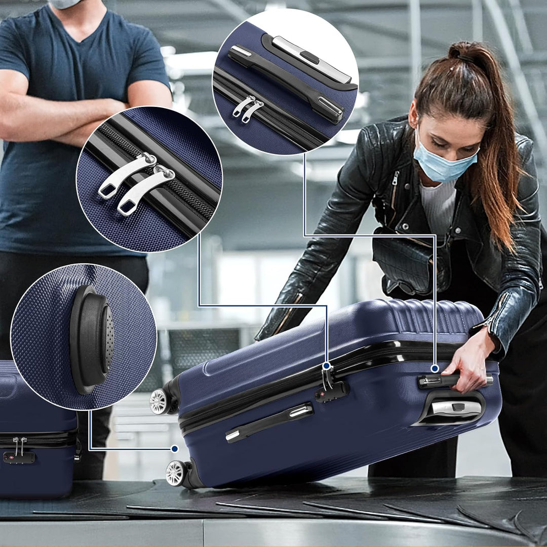 LALAHO Kofferset 3 teilig, Reisekoffer Set, Hartschalen Koffer Set aus ABS, Gepäckset mit Teleskopgr