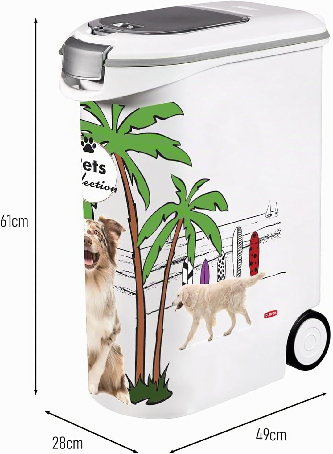 Curver Futterbehälter für Hunde – 20 kg / 54 l – Pets Collection – grosse luftdichte Aufbewahrung fü