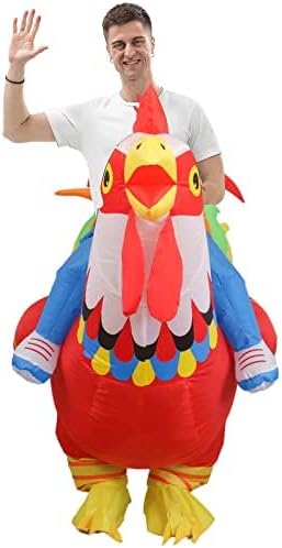 IRETG Aufblasbare Hahn Hühner Kostüm Blow Up Ride-on Huhn Kostüme für Party Halloween Weihnachten Co