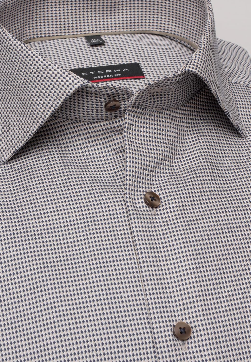 eterna Herren strukturiertes Baumwoll-Hemd MODERN FIT 1/1 dunkelblau 46_H_1/1
