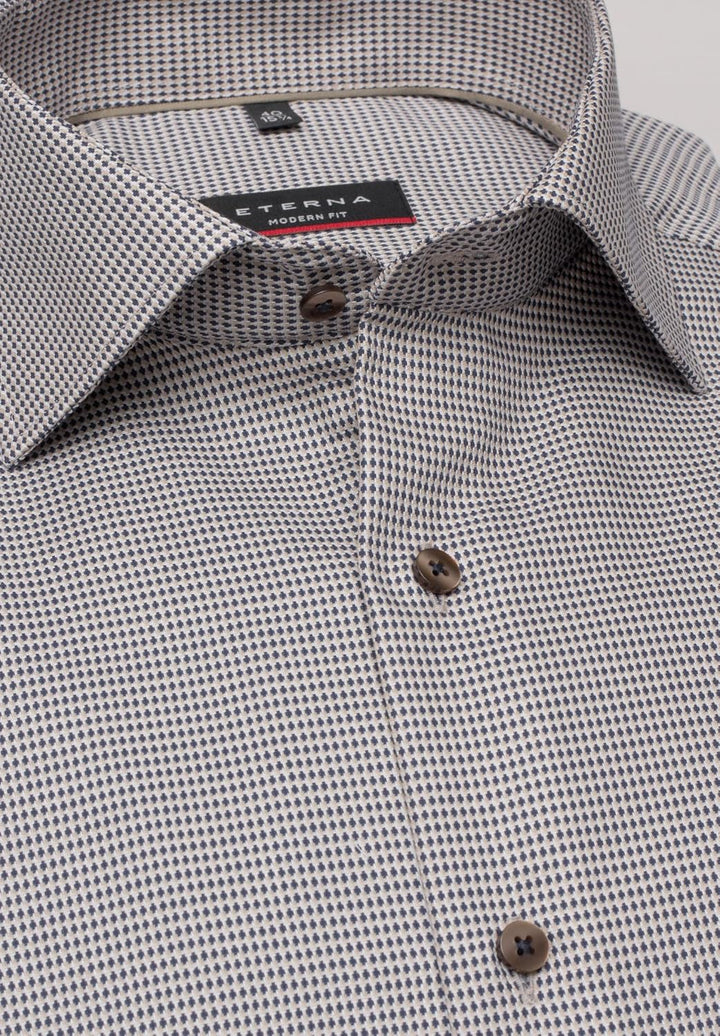 eterna Herren strukturiertes Baumwoll-Hemd MODERN FIT 1/1 dunkelblau 46_H_1/1