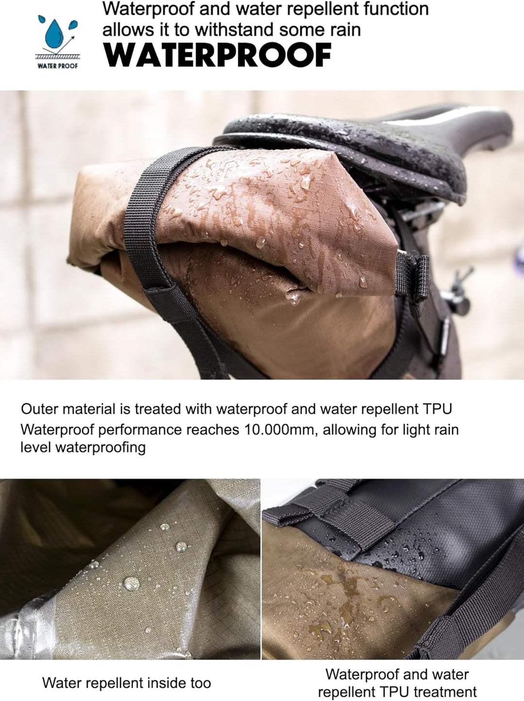 GORIX Fahrrad-Satteltasche, wasserdicht, erweiterbar, Rollentyp, 3 l, langlebig, leicht, für Rennrad