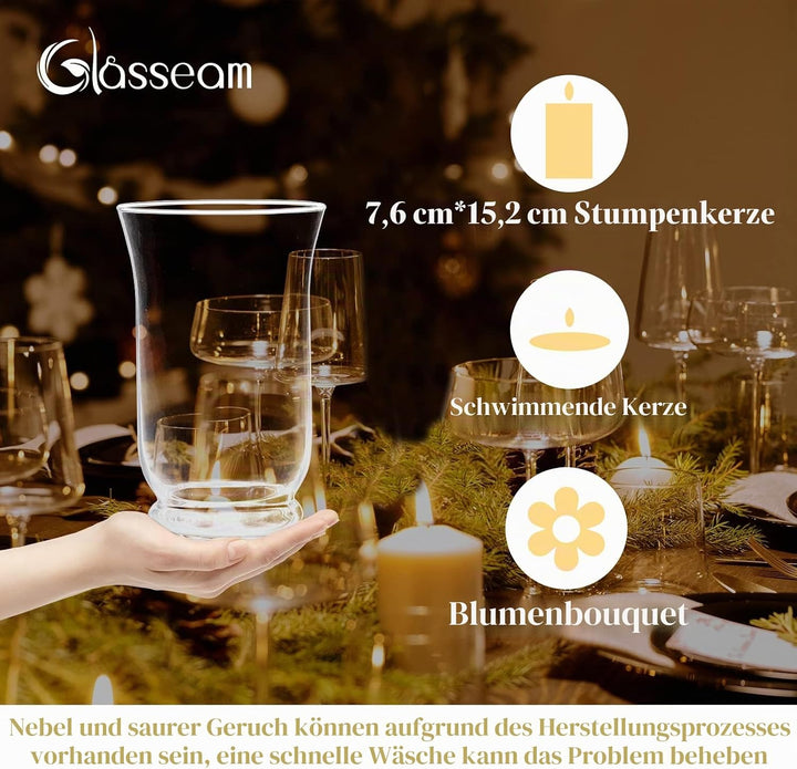 Glassäulen-Kerzenhalter für Kerzen mit 75 mm Durchmesser, 2 St Hurricane-Kerzenhalter, Hochzeitsmitt