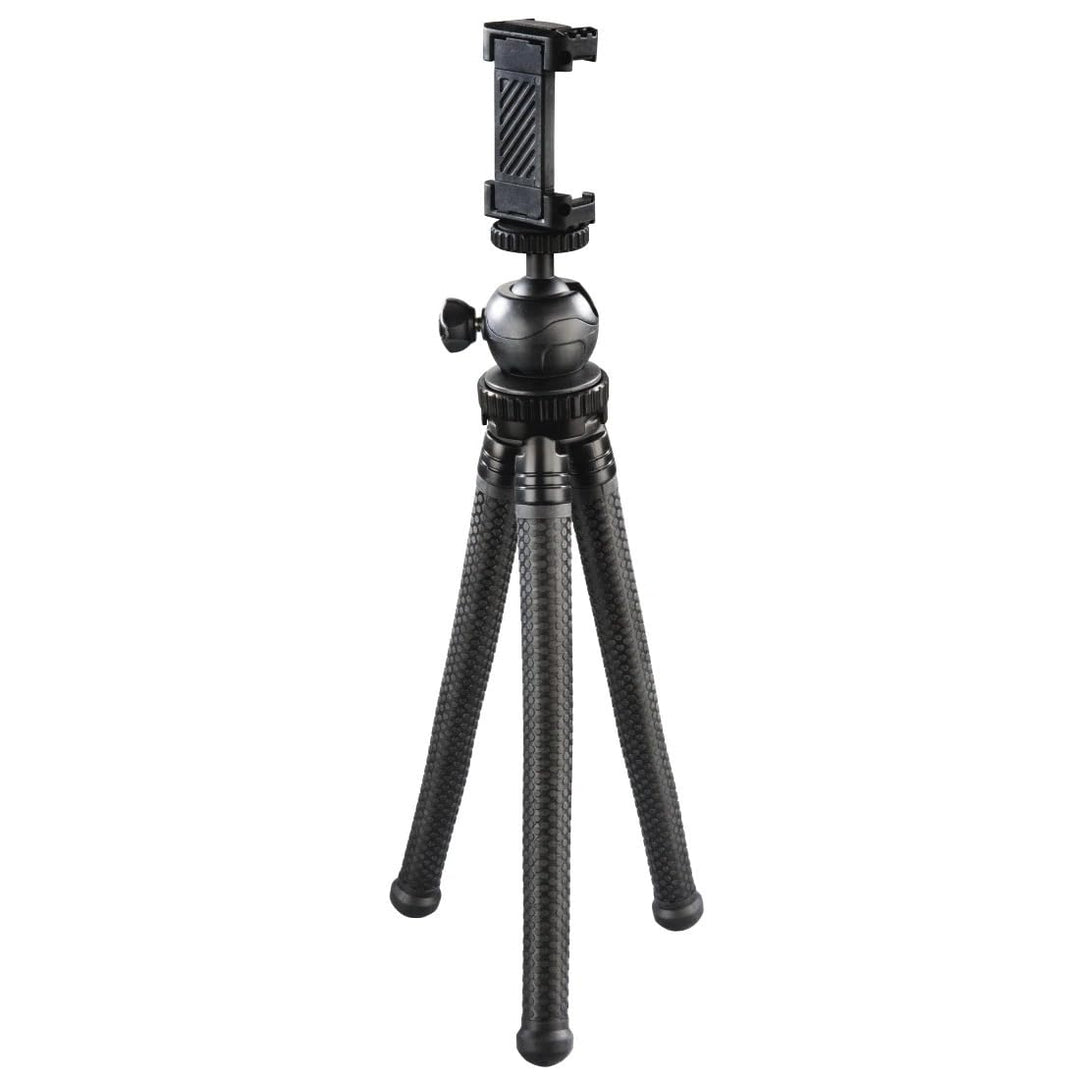 Hama Stativ Flexpro (für Smartphone, GoPro und Kameras, mit Gelenkfüssen, Höhe 27 cm) schwarz, Schwa
