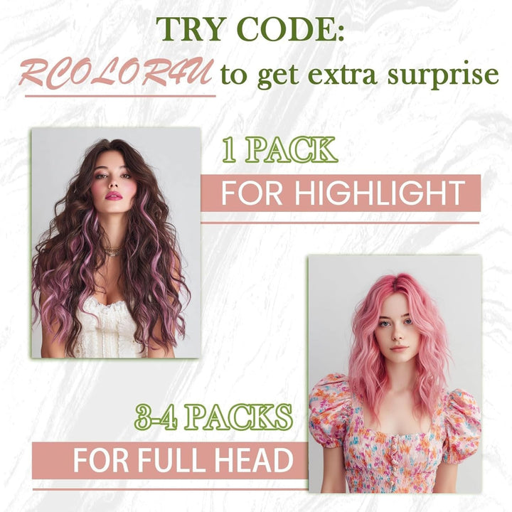 RUNATURE Pink Extensions Tape in Echthaar Bunt 55cm Remy Echthaar Tape in Haarverlangerung Rosa Mens
