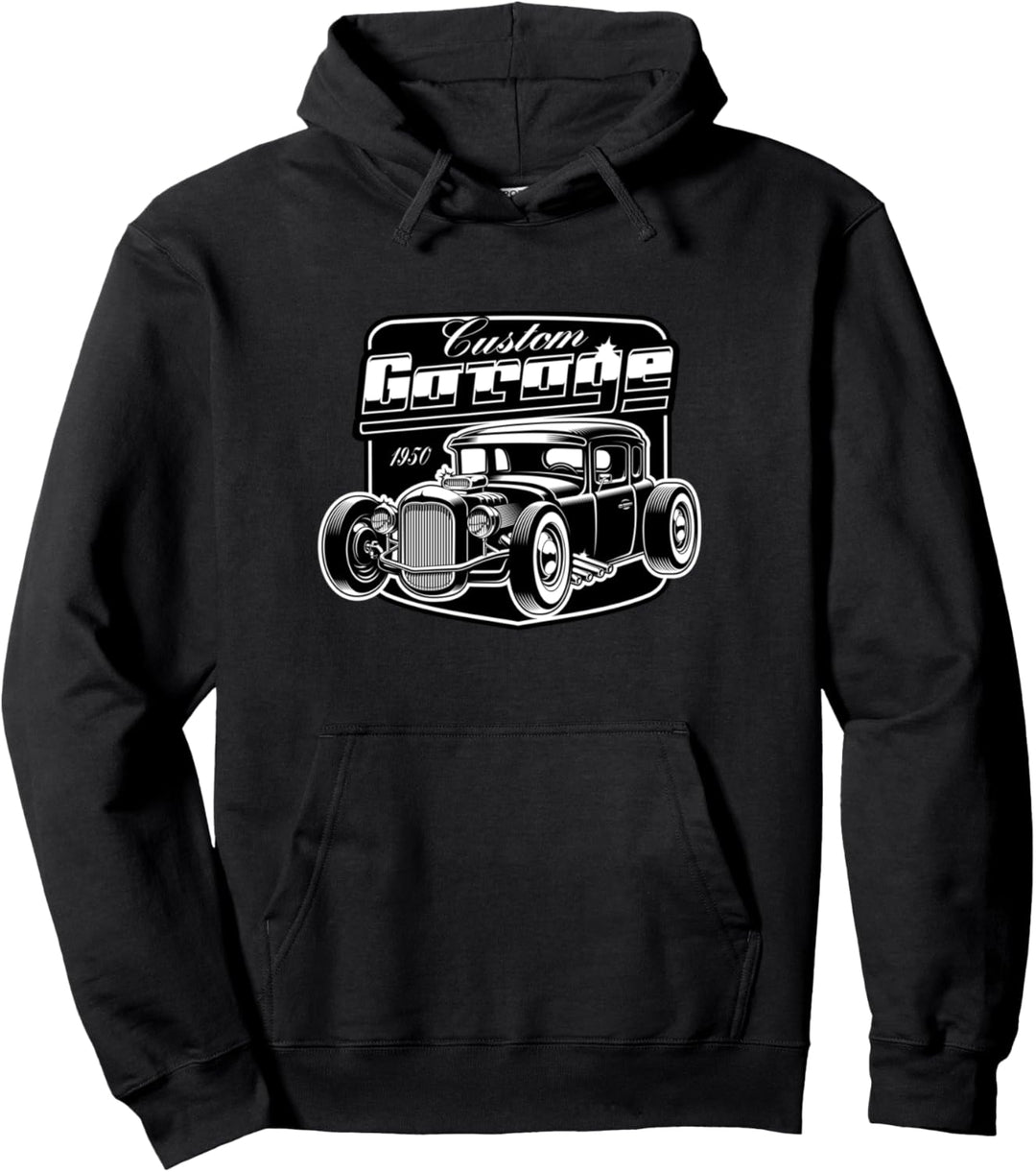 Retro Old School Hot Rod Custom Garage Vintage Pullover Hoodie