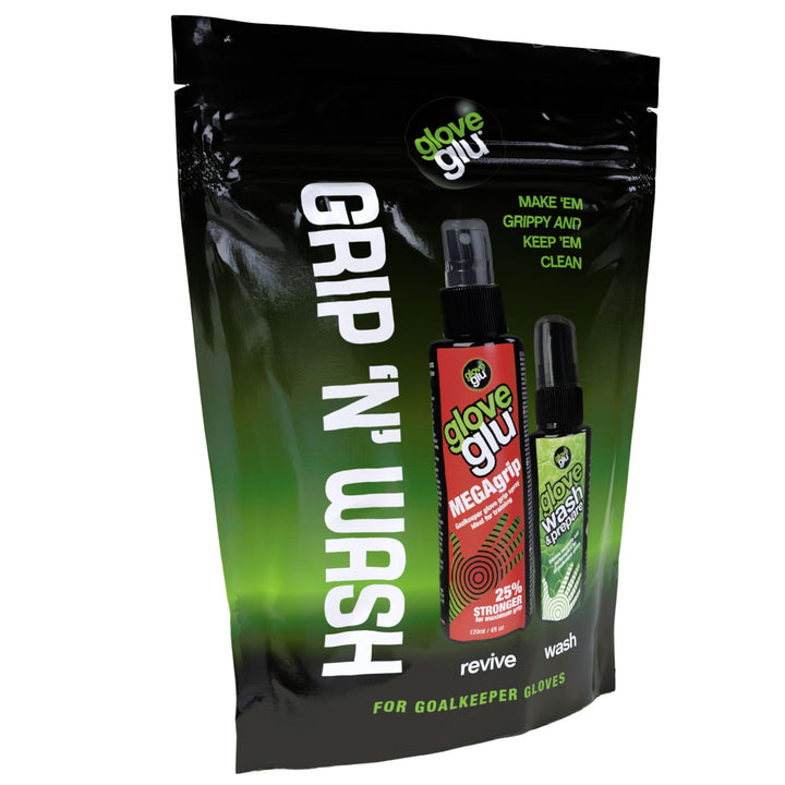 gloveglu Unisex Mega Bundle Grip 'N' WASH, Mega Grip 120ml and 50ml Glove Wash & Prepare. for All Go