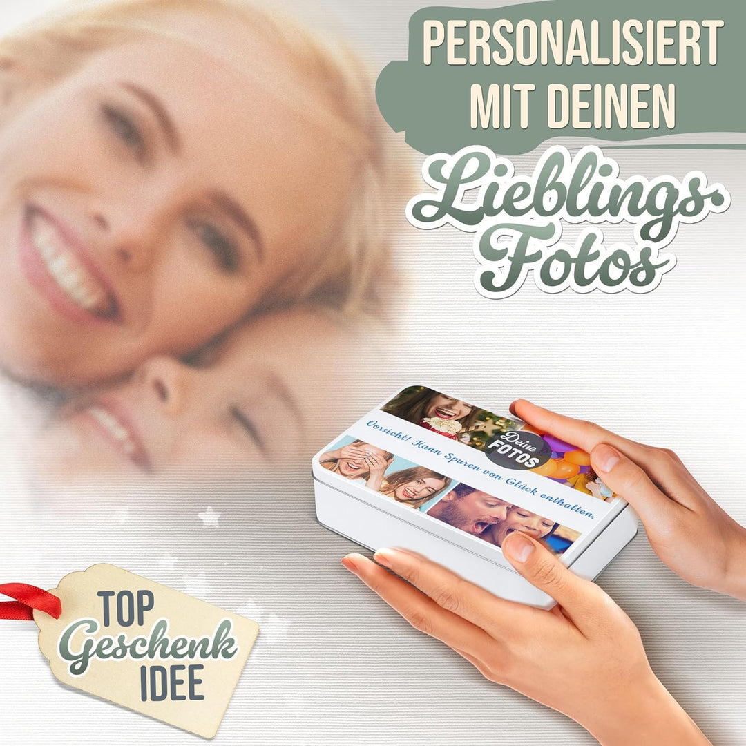 Print Royal PR Geschenkdose selbst gestalten mit 4 Fotos & Text - Blechdose bedrucken, Personalisier