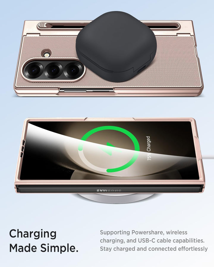 Miimall Kompatibel mit Samsung Galaxy Z Fold 5 Hülle mit S-Pen & Stifthalter, [HD Displayschutz] Ult