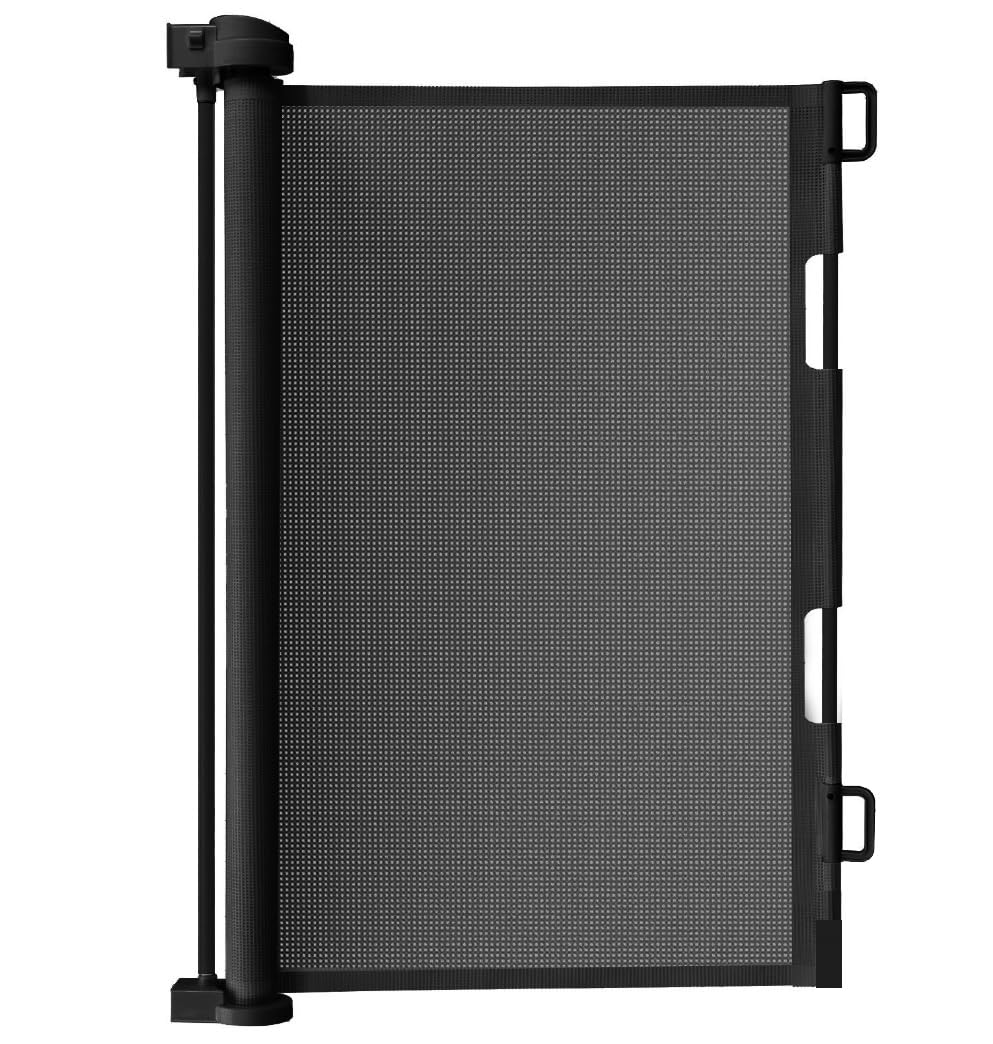 Treppenschutzgitter ausziehbar 13-140cm Rollgitter Höhe 85cm Absperrgitter 19380, Farbe:Schwarz/Blac