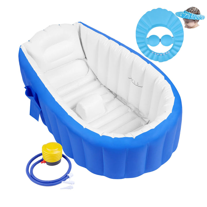 Aufblasbare Badewanne Baby Babybadewanne Babywanne Aufblasbar mit Luftpumpe und Duschhaube für Baby,