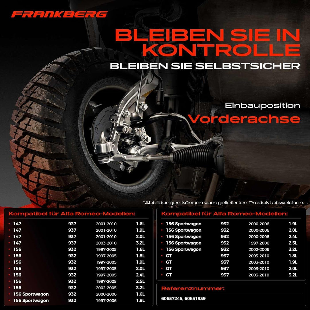Frankberg Querlenker Vorderachse Links Oben Kompatibel mit 147 937 2000-2010 156 932 1997-2006 GT 93