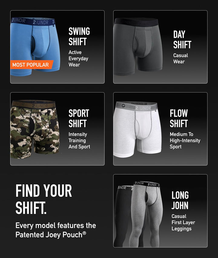2UNDR Herren-Boxershorts Swingshift. S Marineblau/Grau, S Marineblau/Grau