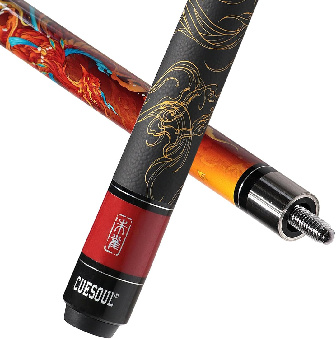CUESOUL mythologische Symbole 58 Zoll 19oz Pool Cue Stick, 13mm TIPP zhuque, zhuque