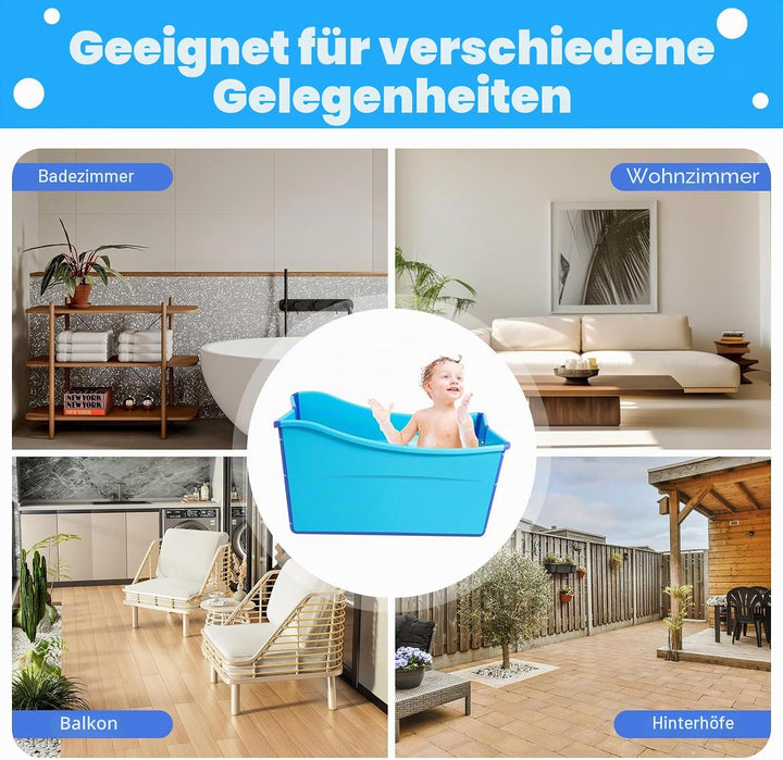 Faltbare Badewanne Erwachsene 98 * 50 * 56cm, Badezimmer Sauna und Schwimmbad Indoor/Outdoor Blau