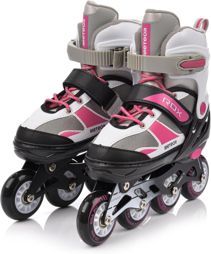 meteor Rox sichere verstellbare Kinder Inline‑Skates – Inliner für Mädchen Jungen – ABEC‑7 Carbonlag