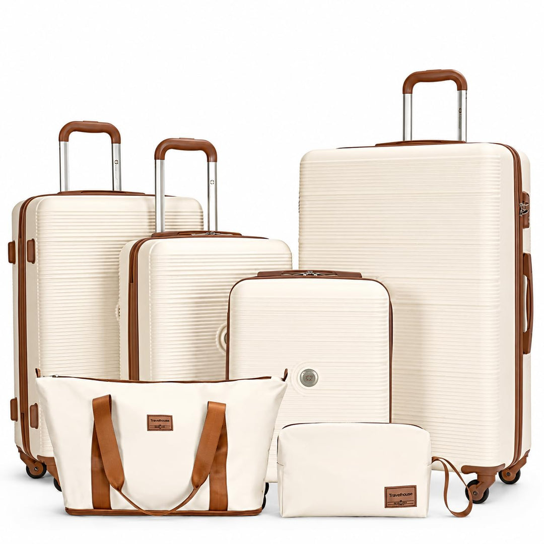 Travelhouse Bari Premium Kofferset 6-teilig – Robust & leichtes ABS Hartschalen Trolley Set mit 4 Ko
