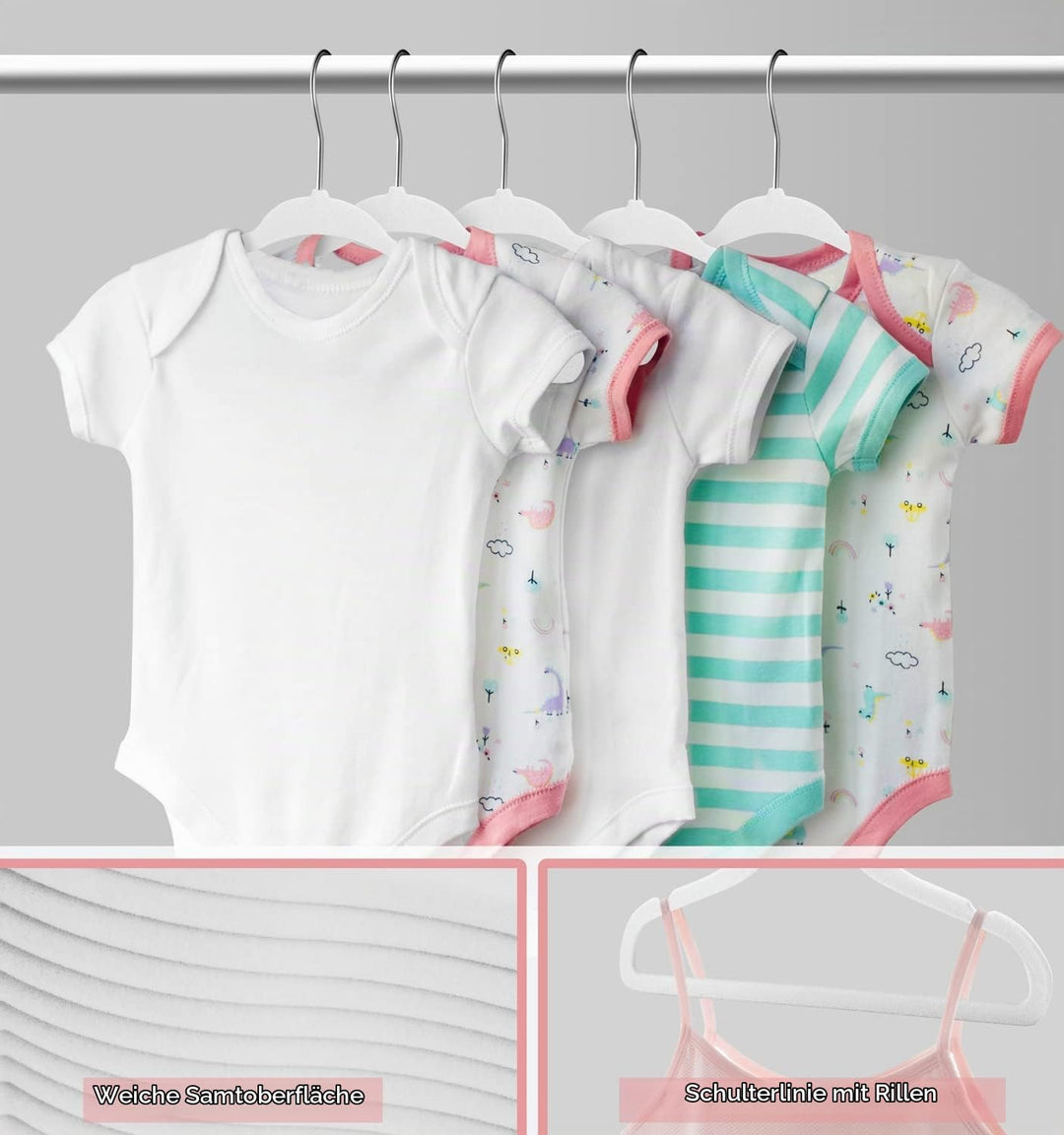 MangoKit Anti-Rutsch-Kinder Kleiderbügel aus Samt, Ultra-schlanke, platzsparende Baby-Kleiderbügel a