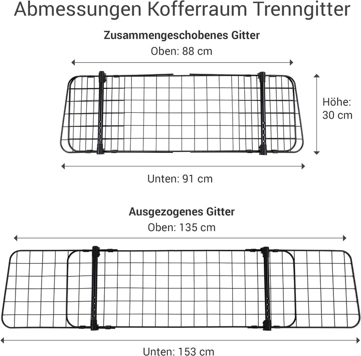 Doctor Bark Kofferraum Hundegitter Auto - Universal Trenngitter Kofferraum stufenlos verstellbar