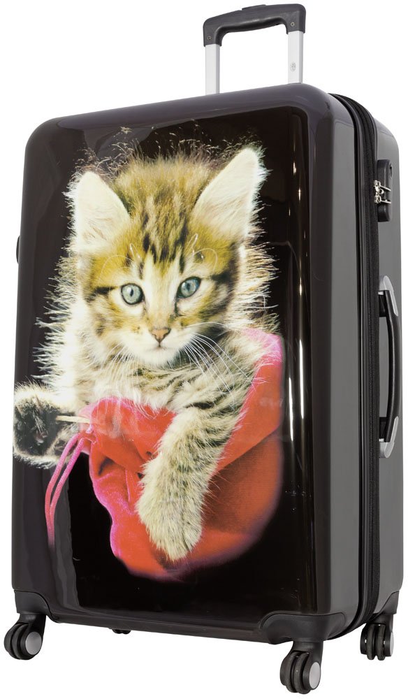 Trendyshop365 Reisekoffer Gross Hartschale Katzen Design Bedruckt 77cm 94 Liter 4 Rollen Bunt, Katze