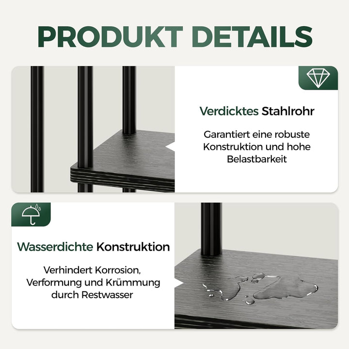 Bamworld Blumenständer Schwarz Hoch – Pflanzenständer aus Metall mit 6 Ebenen – Platzsparendes Pflan