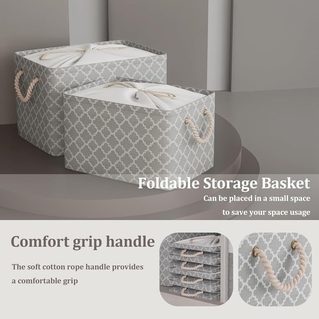 OUTBROS Grosser Aufbewahrungskorb, 34 x 24 x 20 cm Stoff Aufbewahrungsbox mit Kordelzug und Griff, f