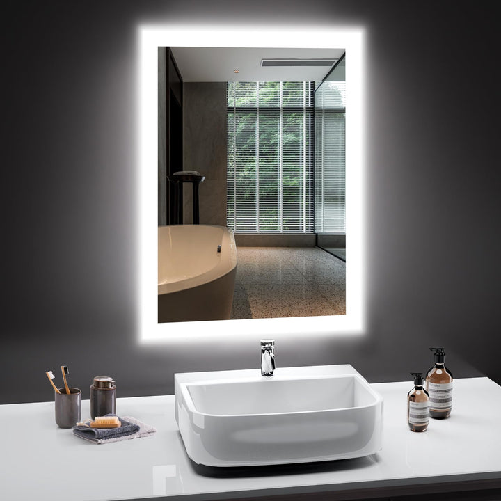 Badezimmer Spiegel mit Beleuchtung, 45 x 60cm LED Bad Spiegel mit Licht, Antibeschlag, Badezimmerspi