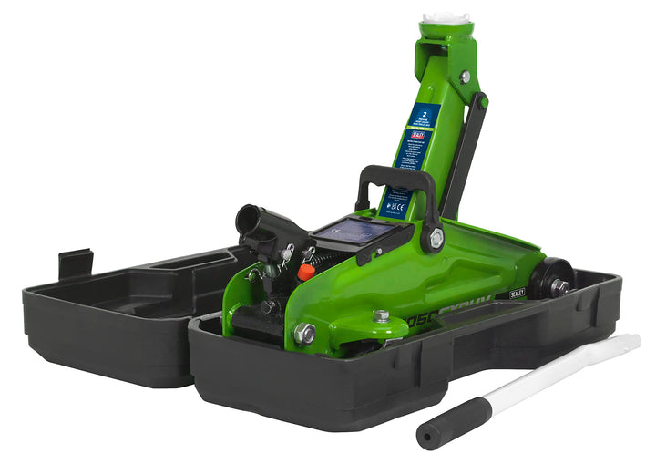 Sealey 1050CXDHV Wagenheber mit Aufbewahrungskoffer, kurzes Fahrgestell, hohe Sichtbarkeit, 2 Tonnen