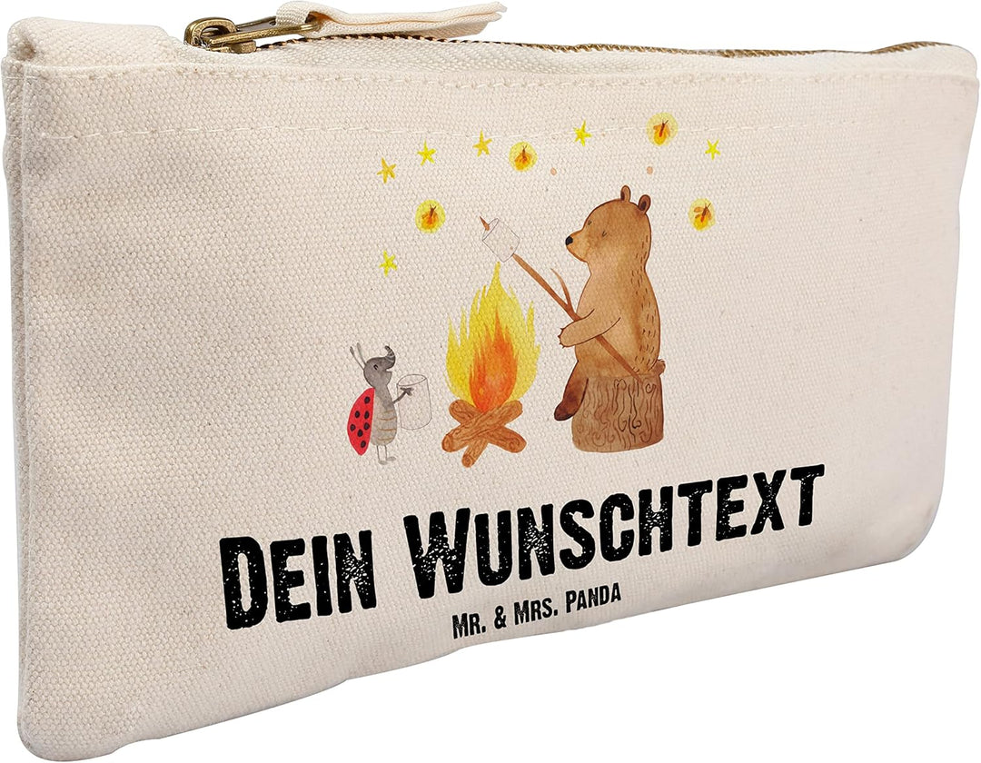 Mr. & Mrs. Panda Personalisierte Schminktasche Bär & Marienkäfer Lagerfeuer Grösse S Klein - Geschen