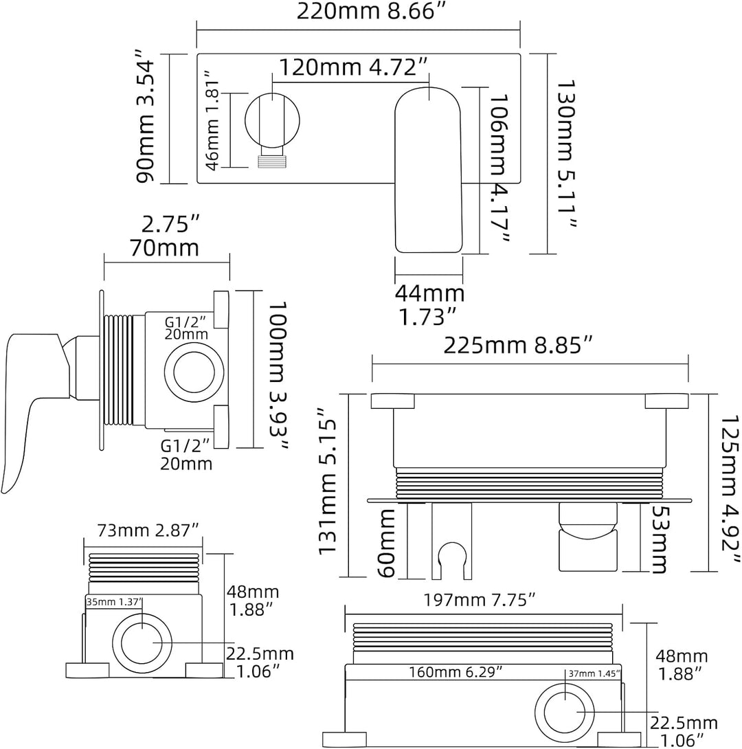 Tecmolog Handbrause WC Edelstahl Bidet Handbrause Warmes und Kaltes Wasser Unterputz Thermostat mit