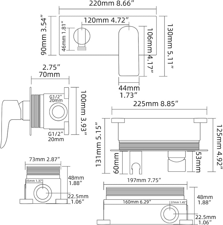 Tecmolog Handbrause WC Edelstahl Bidet Handbrause Warmes und Kaltes Wasser Unterputz Thermostat mit