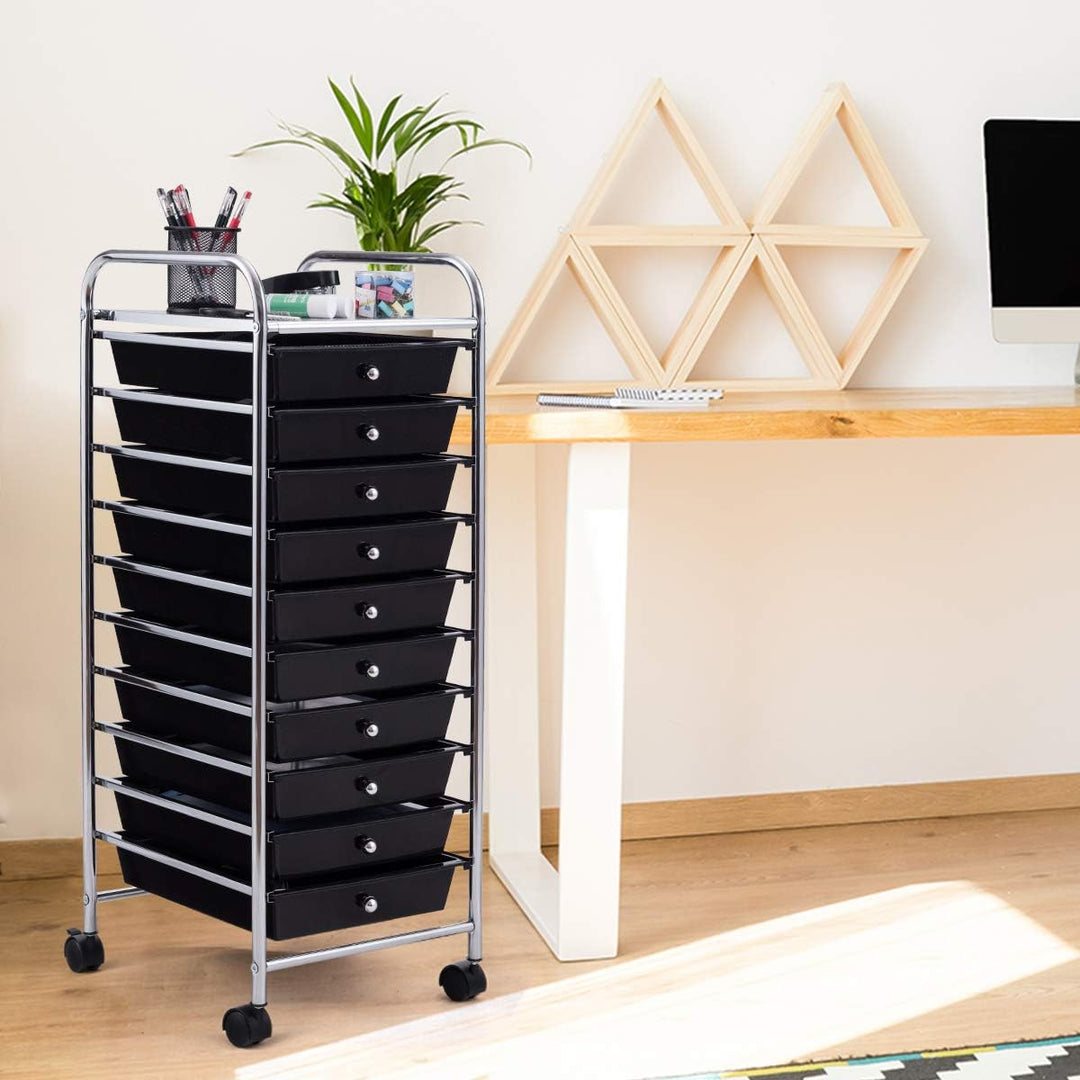 DREAMADE Rollwagen Schublade, Rollschrank Rollcontainer mit Schublade 10 Fächern, Haushaltswagen auf